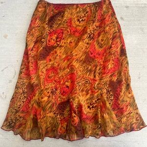 Connected Apparel Vibrant Red and Orange A-Line Skirt